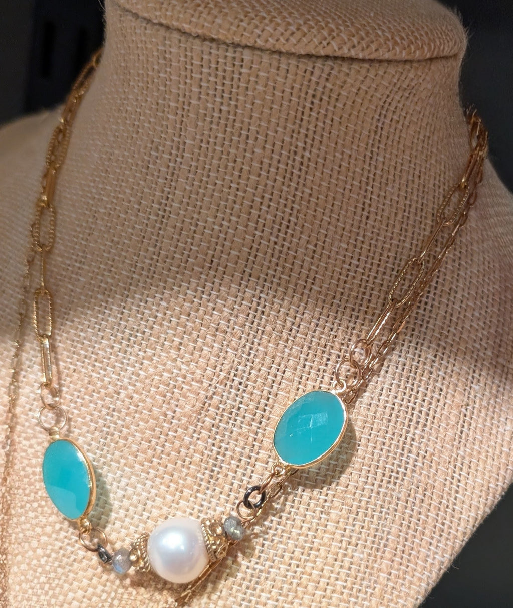 Pearl and Chalcedony Necklace